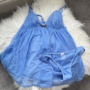 Victoria’s Secret Blue Lace Babydoll Set